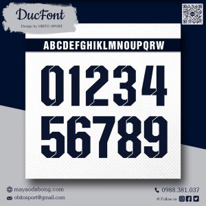 Font số thể thao DucFont xanh đen nền trắng - In số áo đẹp, rõ nét