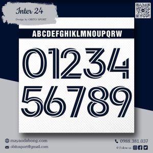 Font Số INTER24 Đen/Navy Nền Trắng – Thiết Kế Thể Thao Cá Tính