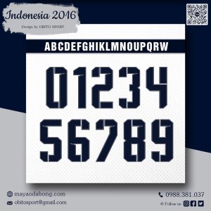 Font Số Indonesia 2016 Màu Xanh Đen – Thiết Kế OBITO SPORT