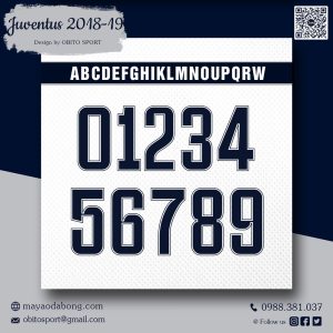 Font Số Juventus 2018-2019 - Đen Viền Trắng