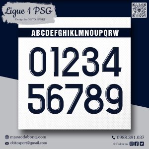 Font Số Ligue 1 PSG 2020-2021 Xanh Đen Viền Trắng