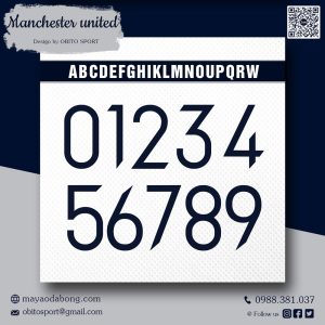 Font Số Manchester United 2021 - Trắng Xanh Đen