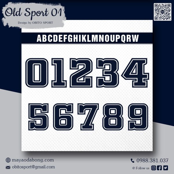 Font Số OLD SPORT 01 - Xanh Navy Truyền Thống, Đậm Chất Varsity
