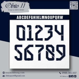 Font Số & Chữ Thể Thao Obito 11 - Đen Viền Trắng