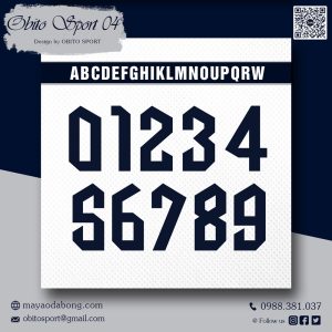Font Số Obito Sport 04 - Đen Navy Nền Trắng Thể Thao
