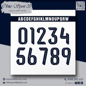 Font Số Áo Thể Thao OBITO SPORT 08 - Xanh Navy & Trắng