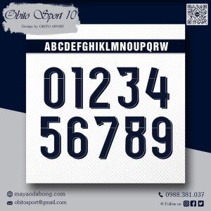 Font Số & Chữ Thể Thao Obito Sport 10 - Đen Viền Trắng/Xanh Đậm