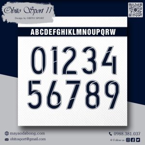 Font số Obito Sport 11 - Màu đen viền trắng hiện đại
