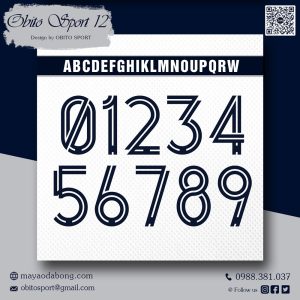 Font Số Obito Sport 12 - Đen Navy Nền Trắng Ngà Thể Thao
