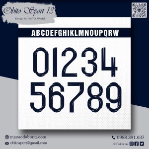 Font Số Obito Sport 13 - Đen Xanh Viền Trắng