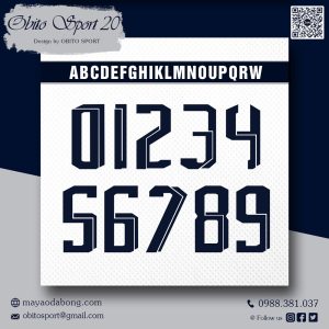 Font Số Obito Sport 20 KLG - Tông Đen/Xanh Navy Nổi Bật Trên Áo Trắng