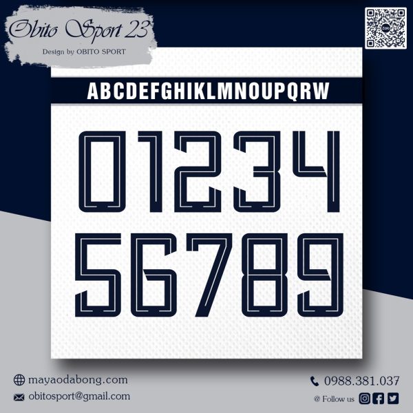 Font Số Obito Sport Xanh Navy – Thiết Kế Hiện Đại Cho Áo Thể Thao