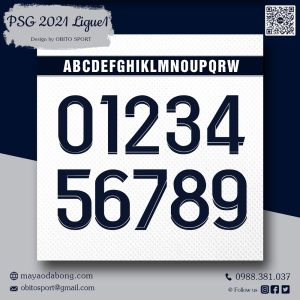 Font Số & Chữ PSG 2021 Xanh Navy – Thiết Kế OBITO SPORT