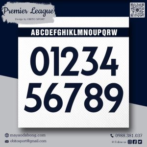 Font Số Premier League 2017-18 Xanh Navy Nền Trắng