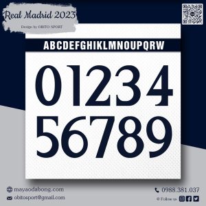 Font Số Chữ Real Madrid 2023 - Xanh Navy Trắng