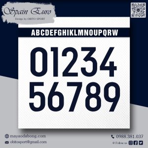 Font Số Spain Euro 2016 - Phiên Bản Màu Đen Trên Nền Trắng