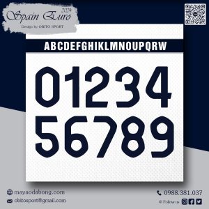 Font Số Áo Spain Euro 2024 - Màu Đen Navy