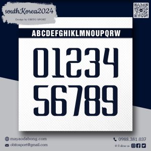 Font Số Caranya South Korea 2024 - Đen Navy - Thiết Kế Thể Thao Cá Tính