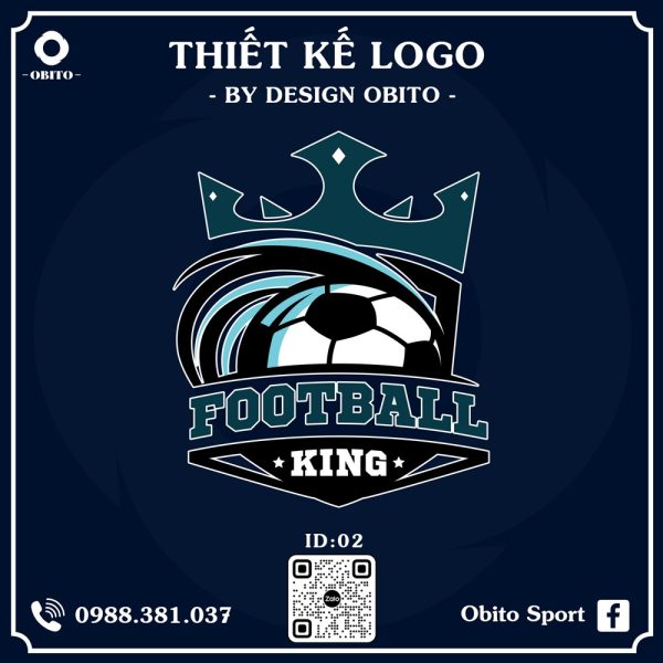 Logo Football King Xanh Navy – Thiết Kế Logo Bóng Đá Hiện Đại và Sắc Nét