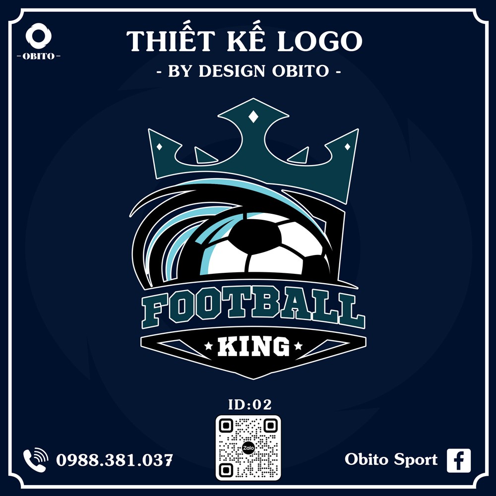 Thiết kế logo Football King màu xanh navy – Design Obito