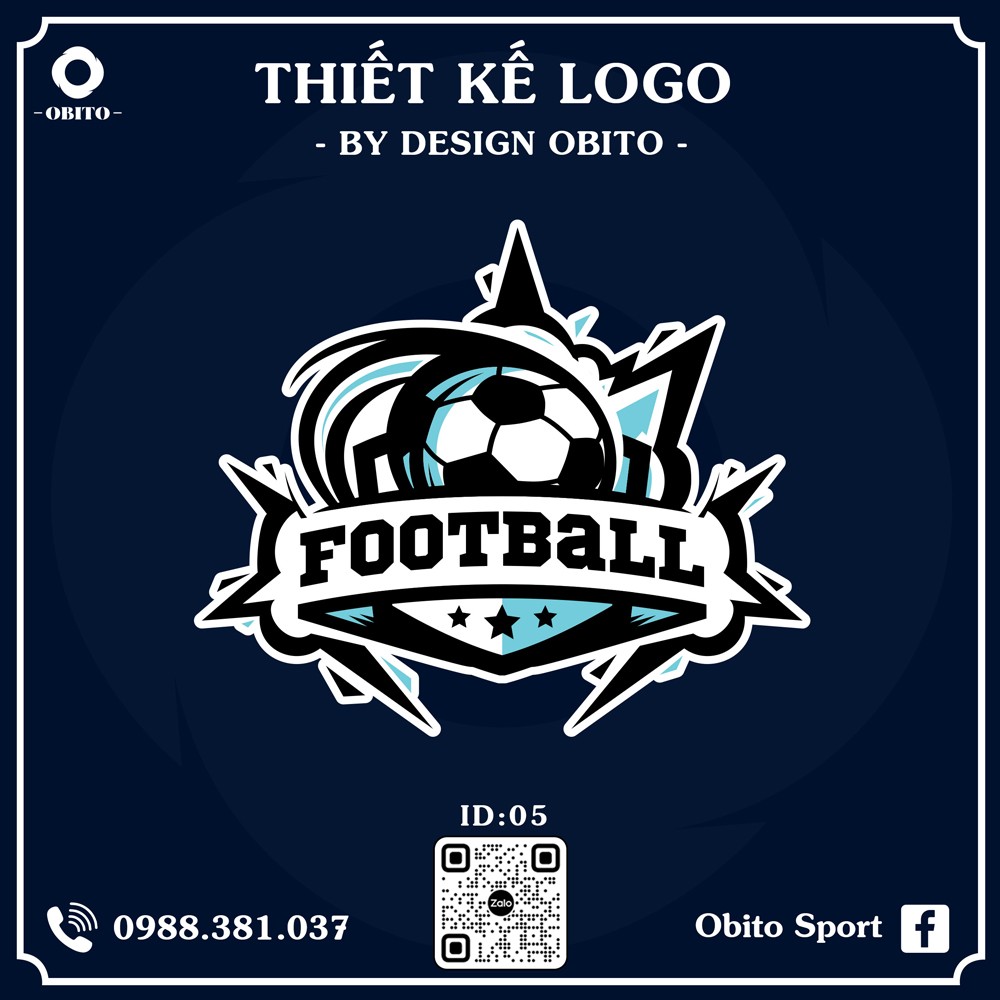 Thiết kế logo bóng đá màu xanh lam nhạt Football ID:05 - Design Obito