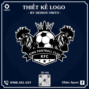 Logo Bóng Đá Gà Chọi Màu Xanh Navy - Thiết Kế ID:06