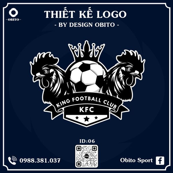 Logo Bóng Đá Gà Chọi Màu Xanh Navy - Thiết Kế ID:06
