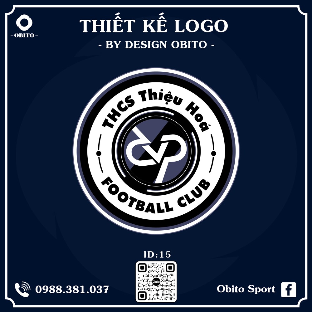 Logo bóng đá màu xanh navy chủ đạo với điểm nhấn màu tím, phù hợp in áo thể thao