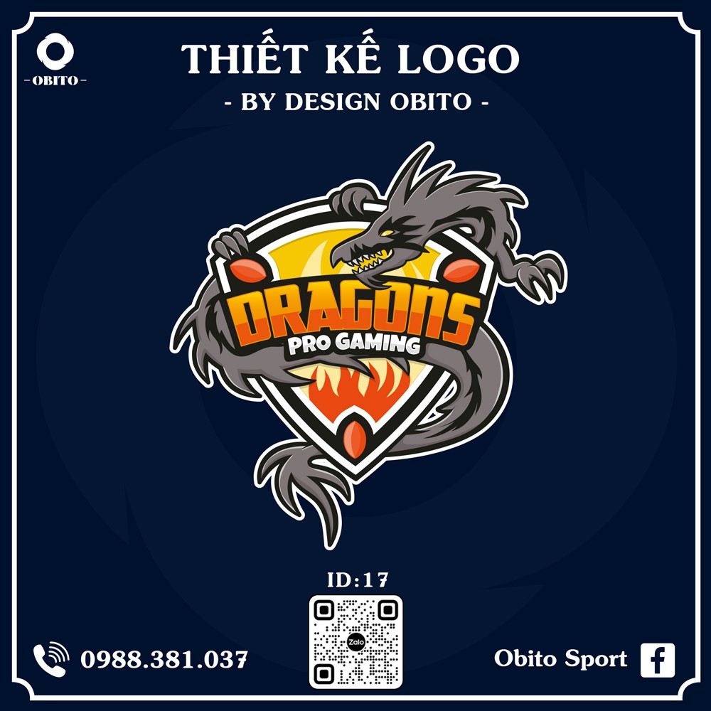 Logo DRAGONS PRO GAMING màu đen cam, biểu tượng rồng lửa cho đội esports