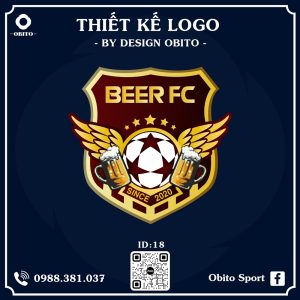 Logo Beer FC - Màu Đỏ Rượu Vang Sang Trọng Kết Hợp Vàng Kim Đẳng Cấp