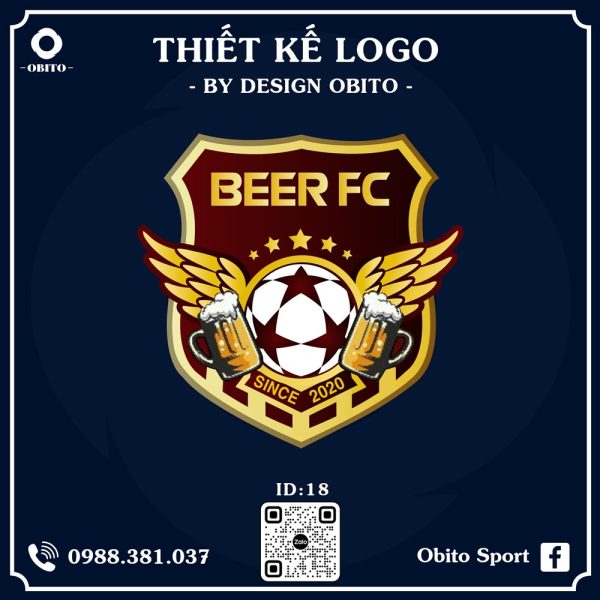 Logo Beer FC - Màu Đỏ Rượu Vang Sang Trọng Kết Hợp Vàng Kim Đẳng Cấp