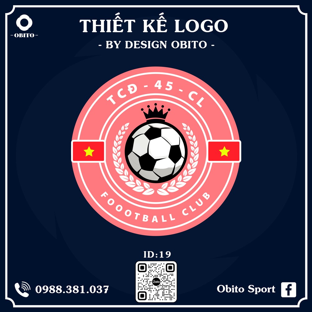 Logo Bóng Đá Hồng Đỏ Design Obito hiện đại dành cho CLB trẻ