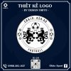 Logo Bóng Đá Đen Trắng Navy Hai Sư Tử Vương Miện