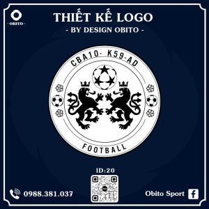 Logo Bóng Đá Đen Trắng Navy Hai Sư Tử Vương Miện