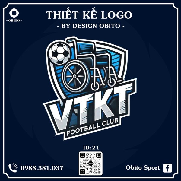 Logo Bóng Đá Màu Xanh Dương - Thiết Kế Thể Thao Người Khuyết Tật