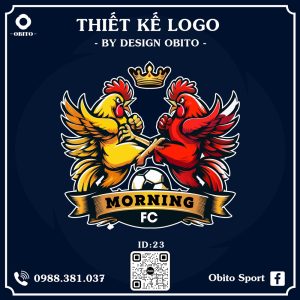 Logo Đội Bóng MORNING FC – Thiết Kế Đỏ Vàng Mạnh Mẽ Trên Nền Xanh Đen