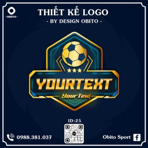 Logo Bóng Đá Màu Xanh Dương Vàng Kim – Thiết Kế Thể Thao by Obito Design