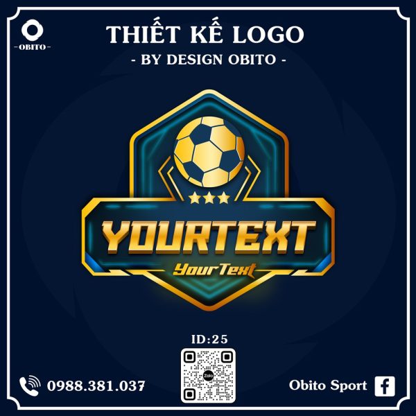 Logo Bóng Đá Màu Xanh Dương Vàng Kim – Thiết Kế Thể Thao by Obito Design