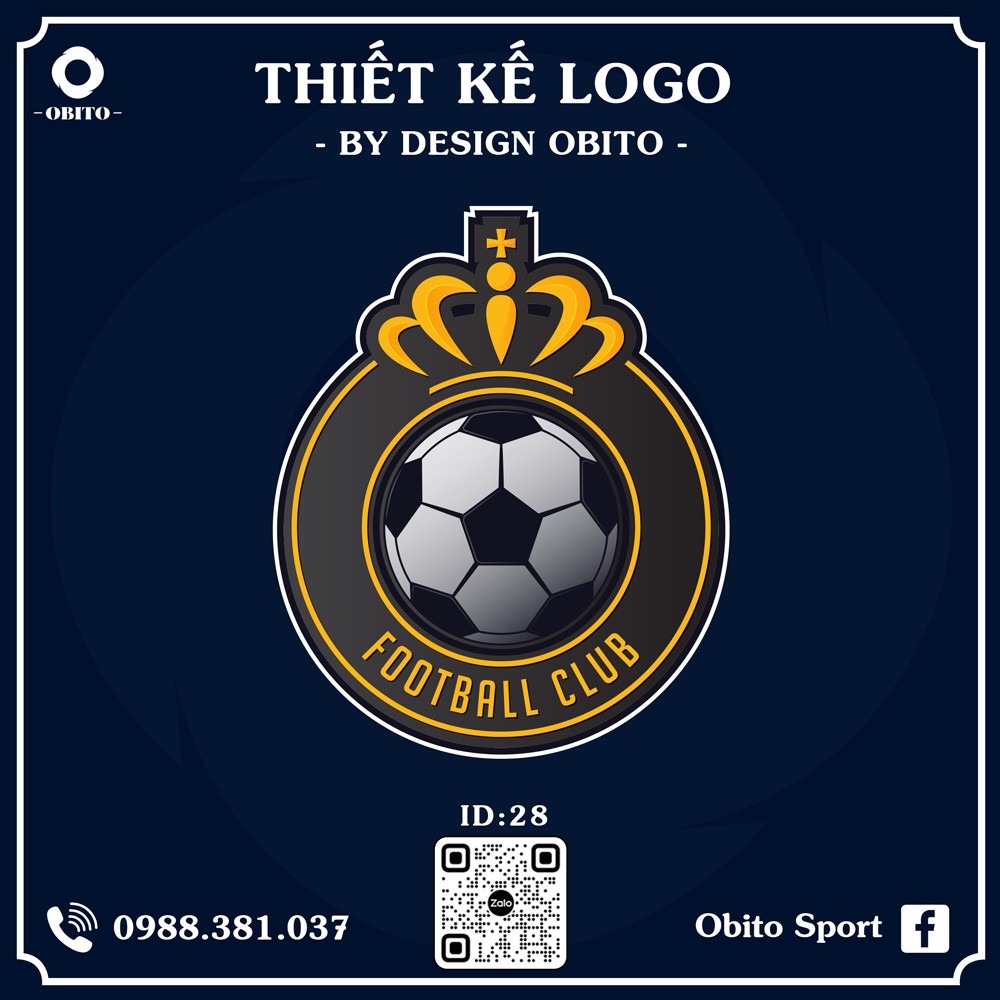 Logo bóng đá màu đen vàng kim – thiết kế chuyên nghiệp cho in ấn áo đấu