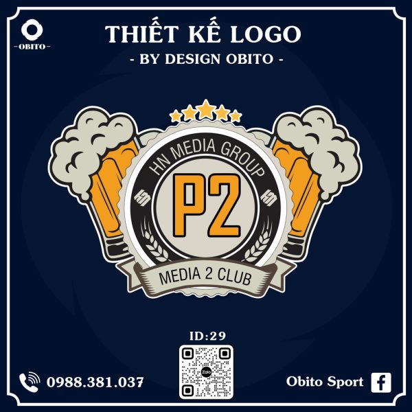 Logo P2 Media Group – Tông Xanh Đậm Vàng Cam Nổi Bật
