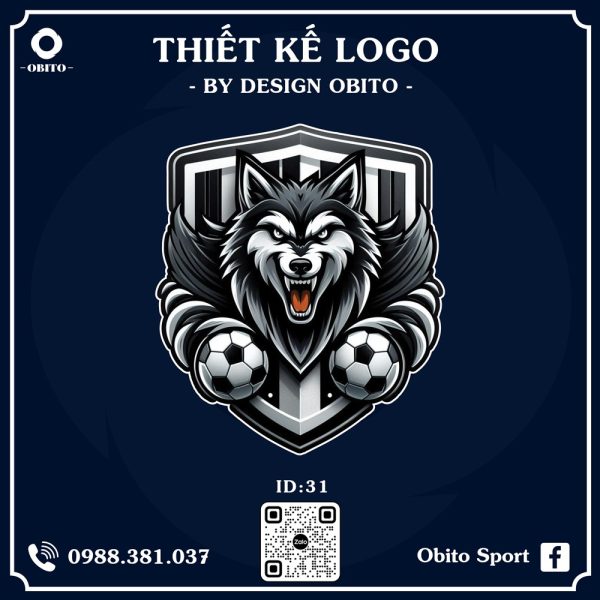 Logo Đội Bóng Obito - Màu Đen Trắng Đỏ Mạnh Mẽ