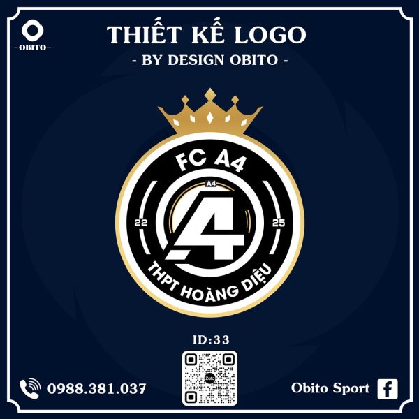 Logo Bóng Đá Đen Trắng Vàng Đồng - Biểu Tượng Vương Miện Quyền Lực