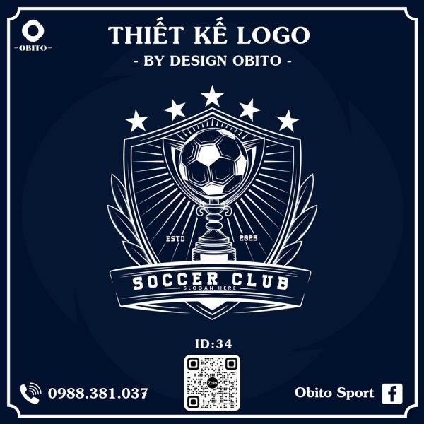 Logo Bóng Đá Xanh Navy Trắng - Thiết Kế Vector Chuyên Nghiệp