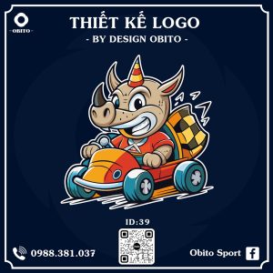 Logo Bóng Đá Màu Đỏ Cam Năng Động Với Mascot Tê Giác