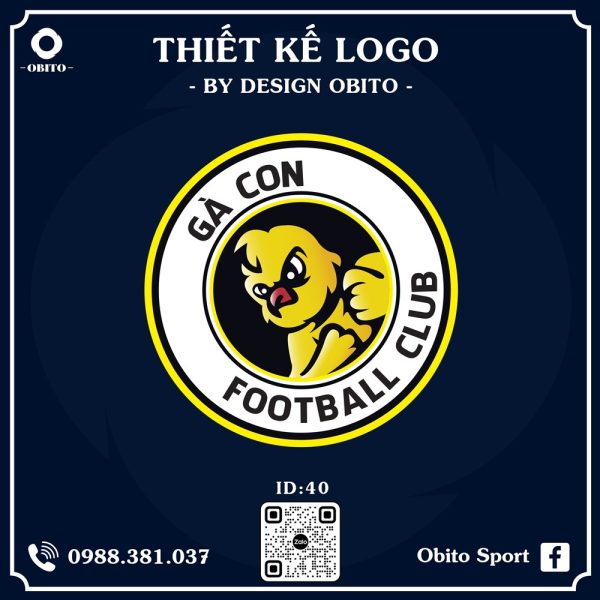 Logo Gà Con Football Club - Tông Vàng Cá Tính