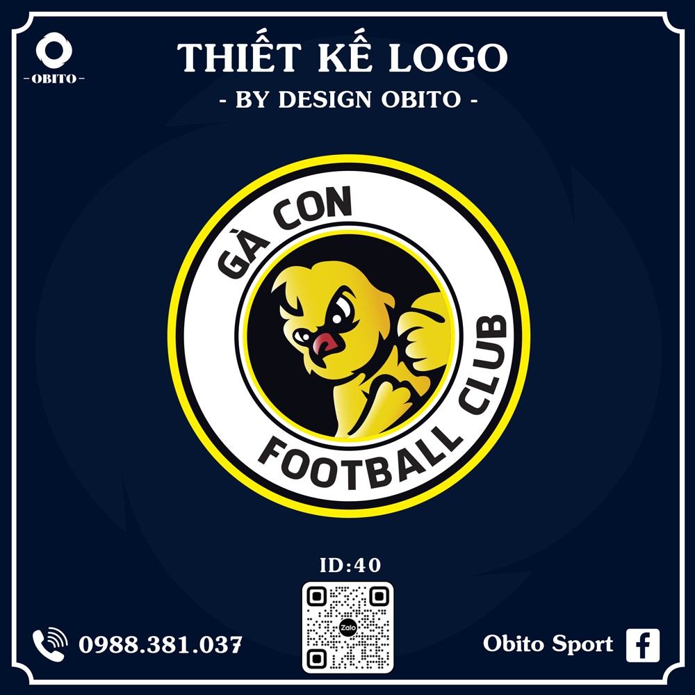 Logo Gà Con Football Club tông vàng đen cá tính