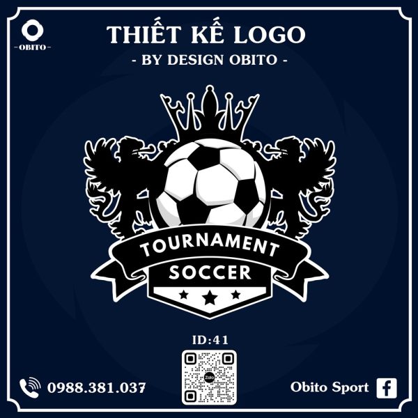 Logo Bóng Đá Tournament Soccer Màu Xanh Navy - Thiết Kế Design Obito