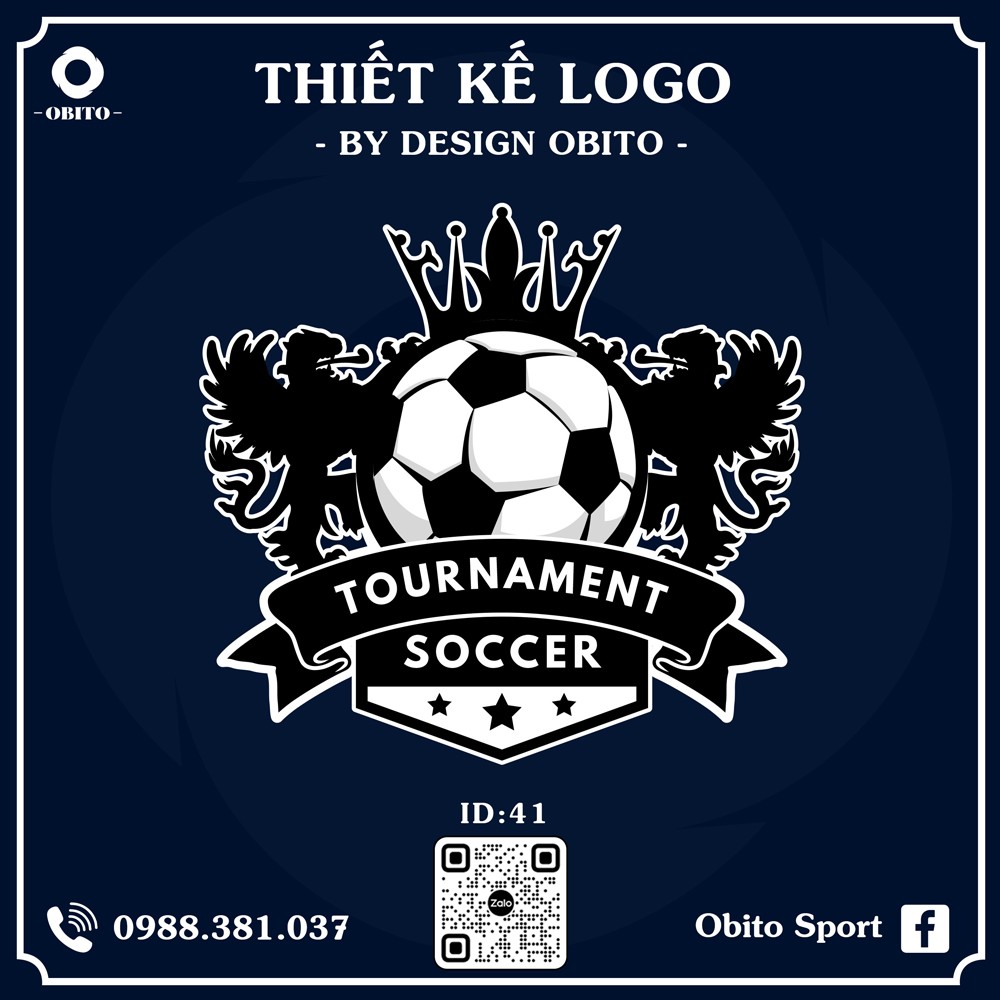 Logo bóng đá Tournament Soccer nền xanh navy chuyên nghiệp