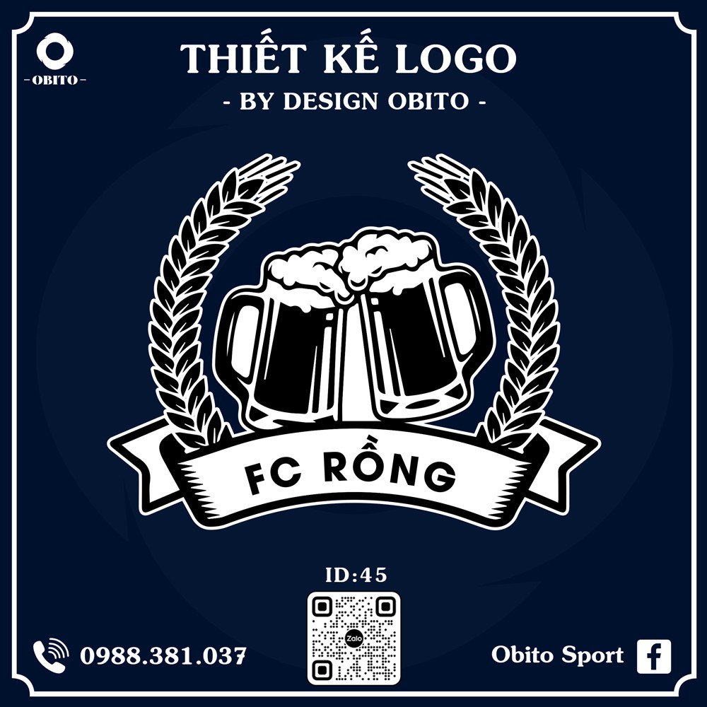 Logo FC Rồng màu xanh navy chuyên nghiệp và nam tính