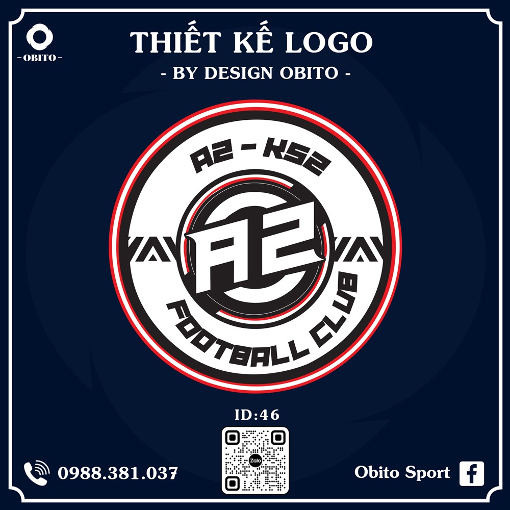 Logo Bóng Đá 46 với màu đỏ đen trắng, phong cách thể thao mạnh mẽ